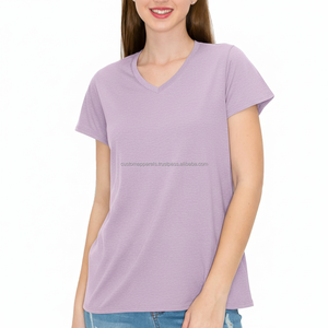 T-shirt de fitness en coton uni à broderie respirante d'été personnalisé pour femmes - Product Image 5