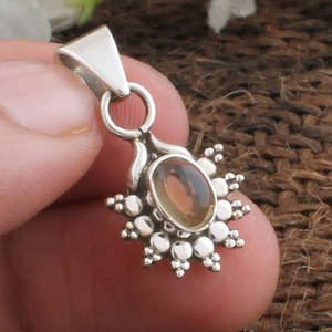 Colgante de Citrino Natural, Collar de Plata de Ley 925, Gema Amarilla Hecha a Mano para Mujer, Piedra de Nacimiento de Noviembre, Venta al por Mayor - Product Image 1
