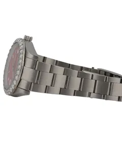 Reloj de Lujo para Hombre, Estilo Hip Hop Clásico, Caja Cuadrada con Incrustaciones, Movimiento de Cuarzo, Acero Inoxidable, Diamantes Moissanite VVS, Esfera Roja - Product Image 2