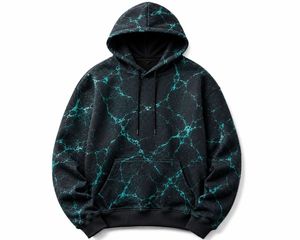 Men's Hooded Sweatshirt Regular Fit Black Teal Solid Casual Autumn Knitted Fleece 100% Cotton <b>Raglan</b> Sleeve Quick Dry Breathable - Product Image 1