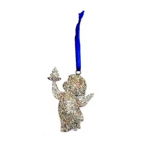<b>Christmas</b> Hanging Metal Star Ornament Blue Glitter Decoration for <b>Tree</b> Home Party Holiday Decor Gift Piece Hanging Pendant - Product Image 2
