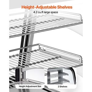 Vetrina Refrigerata Commerciale a 2 Ripiani da 4,2 Cu.Ft./105L per Pasticceria con Illuminazione LED - Product Image 5