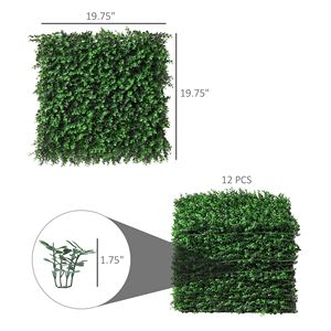 12 Pannelli di Bosso Artificiale Certificati UV 50x50 cm, Recinzione per la Privacy Effetto Erba, Schermo Decorativo per Sfondo Verde - Product Image 3