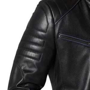 Chaqueta de Cuero para Hombre, Corte Ajustado, Estilo Urbano Simple, Chaqueta de Cuero Negra Lisa - Product Image 4