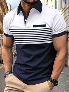 Camisa a Rayas con Bloques de Color para Hombre, para Golf, Formal - Product Image 5