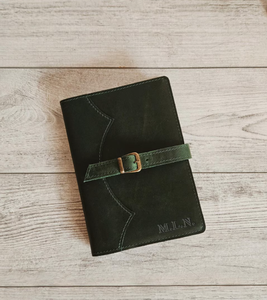 Leather notebook cover <b>A5</b>, personalized leather journal, handmade gift for her or him, green travel journal, cute <b>a5</b> <b>planner</b> cov - Product Image 1