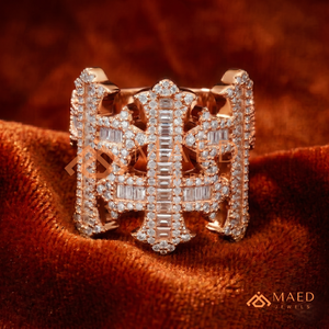 Luxury Rose Gold <b>Statement</b> <b>Ring</b> - Men's Iced Out Square <b>Ring</b> Pink Gold Hip Hop Bling Jewellery Supplier - Product Image 1
