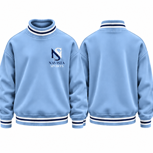 เสื้อสเวตเชิ้ตคอเต่าพิมพ์ลาย Young life ทรงโอเวอร์ไซส์ สีฟ้าอ่อน เสื้อสเวตเชิ้ตคอกลมแบบ Varsity พร้อมลายกราฟิกตัวอักษรแบบกำหนดเอง เสื้อพูลโอเวอร์ผ้าฟลีซ - Product Image 5