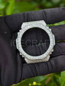Boîtier de montre personnalisé haut de gamme entièrement serti de pierres avec lunette pavée géométrique, accessoire de montre de luxe style Hip Hop - Product Image 6