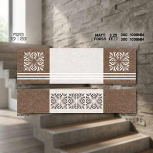 Vistaar Finition mate 1000x300mm Carreaux antidérapants en porcelaine pour marches d'escalier Plancher en céramique à bande de roulement noire - Product Image 5