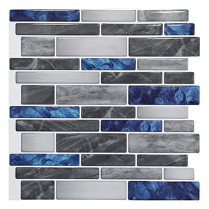 New Design European Wave Texture Grey Marble Mosaic Interior Wall <b>Backsplash</b> Navy Blue Metal Mosaic <b>Tile</b> - Product Image 2