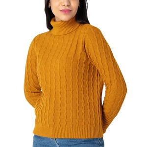 Women's Turtleneck <b>Pullover</b> <b>Sweater</b> Long Sleeve Solid Color Knitted Casual Autumn Wear 100% Acrylic Warm Top - Product Image 5