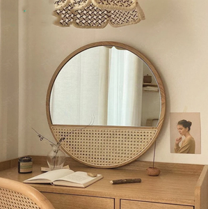Miroir en rotin de Style coréen 100% naturel artisanal pour décoration murale et intérieure | Artisanat Tienphong - Product Image 1