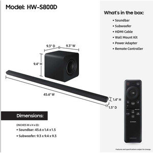 Promotions sur le système de barre de son Dolby Atmos 3.1.2 canaux Sams HW-S800D - Product Image 4