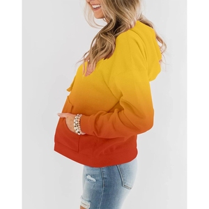 Sweat-shirt à capuche décontracté surdimensionné pour femme, 100 % coton, imprimé, effet délavé, avec logo frontal, haute qualité - Product Image 3