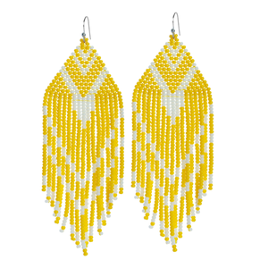 Ring Yellow Bohemian Geometric Design Seed Bead <b>Earrings</b> Bohemian Women's Fashion Dangle <b>Hook</b> Wedding <b>Earrings</b> - Product Image 2