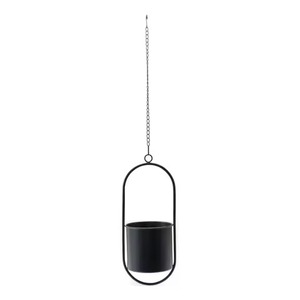 Maceta Colgante Moderna de Metal, Diseño Circular, Acabado con Recubrimiento en Polvo, para Uso en Interiores y Exteriores, con Planta Verde Decorativa - Product Image 5