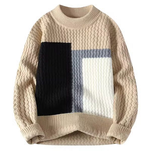 Suéter de punto trenzado con estampado de letras y degradado transpirable para hombre, estilo oversize, ropa urbana, jersey de invierno al por mayor - Product Image 4