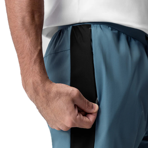 Pantalones de hombre azules con cintura elástica, cordón lateral con rayas, estilo casual, transpirables, de spandex y poliéster, para otoño. - Product Image 5