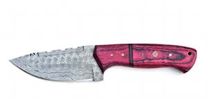 Handcrafted Damascus Steel Utility <b>Craft</b> <b>Tool</b> Pink Wood Handle Metal Decor - Product Image 2
