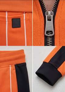 Men's Orange Striped Tracksuit Full Zip Sweatsuit Joggers Set Mens 100% Polyester Zipper <b>Jacket</b> Sports Pajama Set Men - Product Image 6