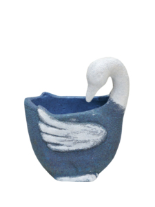 Figura Decorativa de Cisne de Hierro Texturizado Azul y Blanco con Baño de Oro, Decoración Duradera para Mesa - Product Image 4