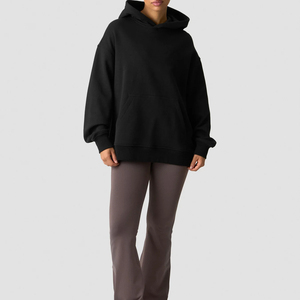 Haut à capuche oversize de haute qualité pour femme, à manches longues et épaules tombantes, séchage rapide, léger, tendance - Product Image 2