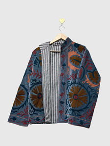 Veste en coton brodée bohème à manches longues, col mandarin, motif floral, grande taille, vêtements d'automne pour femmes - Product Image 2