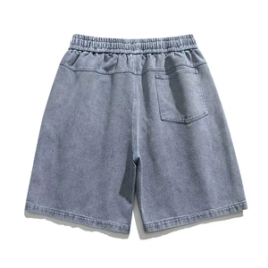 กางเกงยีนส์ขาสั้นผู้ชายทรงลำลองแบบมีเชือกผูก เอวกลาง สีซีดสไตล์วินเทจ คุณภาพสูง เหมาะสำหรับฤดูร้อน ทำจากผ้าฝ้าย - Product Image 2