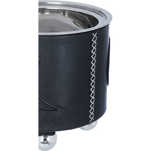 <b>Black</b> Leather And Silver Casserole Featuring A Crescent Moon Motif Stylish Chafing Dish Crafted For Elegant Dining And Serving - Product Image 6
