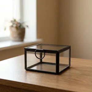 ARTISAN DESIGN Luxuriöse Kleine Glas-Messing-Vitrine Schmuck-Aufbewahrungsbox Organizer für Halsketten und Ringe Dekorative Hochzeitsgeschenkbox B174 - Product Image 4