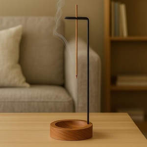 Quemador de Incienso Minimalista de Estilo INS de Lujo, Base de Madera, Soporte de Metal para Varillas, Decoración Nórdica Moderna para el Hogar - Product Image 1