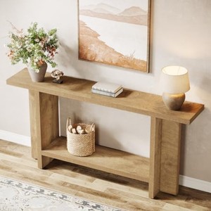 Mesa Consola Moderna de Madera Maciza con Base de Trípode, Mueble Rústico de Almacenamiento para Entrada, Decoración para Sala de Estar - Product Image 4
