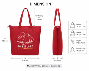 300GSM Red Canvas <b>Tote</b> Bag Large Capacity Eco Friendly Reusable Shopping Bag Custom Logo <b>Zip</b> Closure Heavy Duty Wholesale - Product Image 2