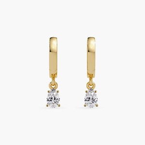 Pendientes de Oro de 14K con Diamante Cultivado en Laboratorio de 0.60CT en Forma de Pera, con Engaste de Garras, Joyería Fina, Regalo Elegante para Mujer, Lujo para el Día a Día - Product Image 1