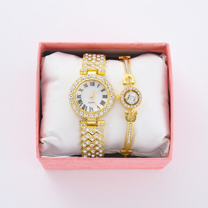 2026 New Factory Wholesale Fashion Simple Unisex Alloy Quartz <b>Watch</b> Hand bracelet <b>set</b> with diamonds for ladies - Product Image 2