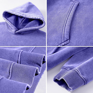 Sweat à capuche surdimensionné personnalisé OEM pour homme, style streetwear, en coton épais 100 %, délavage vintage, avec logo frontal et poche, coupe décontractée - Product Image 3