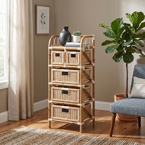 Rack 3 + 2 Drawer Subaliu Natural Rattan Woven <b>Storage</b> Organizers Premium Handcrafted Cabinets Bedroom <b>Chest</b> Office Furniture - Product Image 4