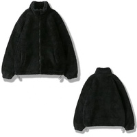 Veste polaire d'hiver Hip Hop Streetwear, manteau zippé duveteux pour homme, couleur unie, léger, noir et blanc