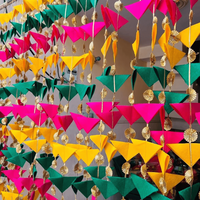 Guirlandes triangulaires colorées Gota Patti, fleurs artificielles faites à la main, pour décorations suspendues Haldi, Mehndi, Sangeet, mariage, Saint-Valentin