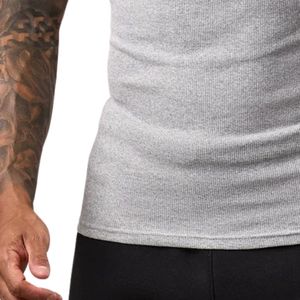 Camiseta sin mangas gris acanalada para hombre, camiseta deportiva para gimnasio, ajuste muscular, ropa deportiva para entrenamiento y fitness - Product Image 6