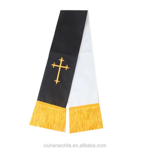 Écharpe Cérémonielle Chrétienne Personnalisée pour Prêtre avec Pompons Style Moderne 100% Polyester - Product Image 2