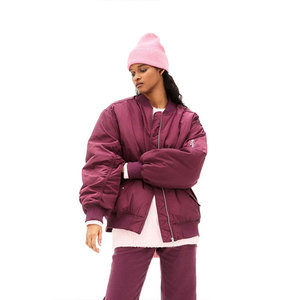 Veste en satin pour femme de qualité supérieure avec fermeture éclair, coupe-vent, style streetwear, en satin 100% soie, vestes varsity en satin - Product Image 2