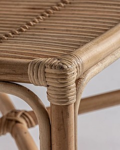 Chaise de salle à manger moderne en rotin avec dossier et assise tressés à la main, pieds en bois massif, design stable, garantie 1 an pour usage domestique et en restaurant - Product Image 5