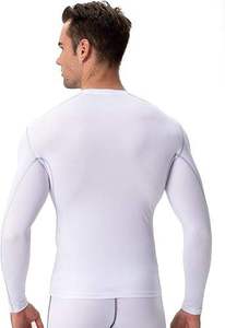 Camiseta Deportiva de Compresión de Manga Larga para Hombre, Blanca, de Spandex y Poliéster, Transpirable, de Secado Rápido, Lisa, Teñida, 140g - Product Image 3