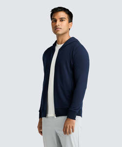 Veste à capuche légère pour homme OEM – Sweat-shirt à capuche décontracté à fermeture éclair intégrale et coupe ajustée - Product Image 3