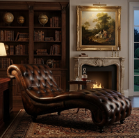 Chaise longue en cuir artisanale de style vintage, canapé-lit moderne capitonné, modulaire, pour salle à manger, hall d'hôtel, décoration de chambre