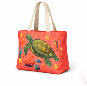 Sac fourre-tout en toile avec logo personnalisé et motif personnalisé, grande taille, avec poignée épaule, pour usage quotidien, shopping ou plage. - Product Image 4