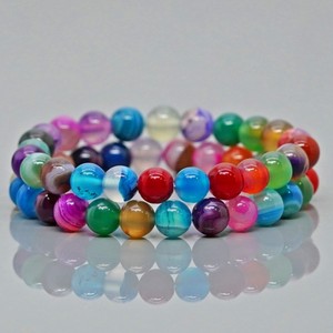 Natural Multi Color Onyx 8mm Smooth Round AA Grade Gemstone Beads <b>Stretch</b> <b>Bracelet</b> Healing Jewelry Wholesale - Product Image 4