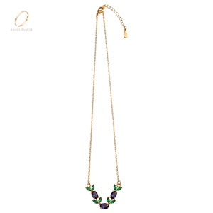 Elegante Collar con Colgante de Tulipán Chapado en Oro con Circonita Púrpura para Mujer, Joyería India de Moda, Fabricante Mayorista para Bodas - Product Image 4